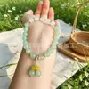 Nuevo Pulsera de Gourd de Jade de Seda Dorada Genuino Jade Dongling Pulsera de Pulsera de Cuenta de Ábaco Popular Estilo Junta de Bambú