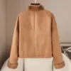 Pequena Quantidade de Roupas Outono e Inverno 2025 Nova Jaqueta de Enchimento de Ganso Estilo Chinoiserie Gola Alta de Pelo de Vison Jaqueta Quente de Botão Único para Mulheres