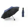 Guarda-chuva Preto de Plástico Dobrável Totalmente Automático com Proteção Solar, Guarda-chuva de Uso Duplo para Sol e Chuva, Fabricante Direto, Guarda-chuva de Proteção Solar, Guarda-chuva Espesso