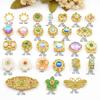 Antiguo Color Oro Conservación Incrustado Jade Zircón Flor Perla Mariposa Colgante Pulsera Collar Colgante Accesorios de Joyería