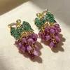 Aretes de botón morado romántico antiguo medio para mujer, aretes geométricos de alta gama, nuevo 2025, aretes elegantes de flor francesa para mujer