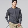 Playera de Manga Larga de Algodón Mercerizado con Amoníaco Líquido para Hombre Joven Camiseta Básica Holgada de Cuello Alto Primavera y Otoño Tops Camiseta Básica al por Mayor