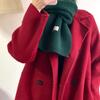 Cachecol de Ano Novo Feminino Outono e Inverno Estilo Universitário Espessado Quente Tricô Lã Cyber Celebridade Cachecol Pequeno para Casal Estudante