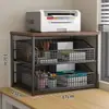 Estante de armazenamento para impressora, organizador de mesa pequeno multifuncional para uso doméstico, com gavetas para guardar e organizar documentos