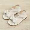 Sandalias Abiertas de Estilo Universitario para Bebé Niña con Lazo, Suela Suave, Base Plana Antideslizante, Sandalias de Playa para Niñas
