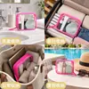 Bolsa de cosméticos de PVC transparente rosa, bolsa de aseo portátil para viaje, bolsa con cremallera tridimensional, stock del fabricante