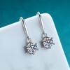 Pendientes de Ganchos con Moissanita de Seis Garras en Plata de Ley 925, Joyería de Gama Alta, Simple, a la Moda, que No se Desvanece, Joyería Transfronteriza