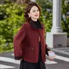 2026 Roupa para Mãe Estilo Primavera e Outono Jaqueta Lapela de Alta Qualidade Top Roupa para Mulheres de Meia-Idade Outono Fina Confortável Jaqueta de Lã