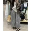 Pantalones de Cuadros Anchos de Pierna Frescos Estilo Primavera y Otoño para Mujer, Holgados, Adelgazantes, de Cintura Alta, Modernos, Sencillos, Pantalones de Abuela Petite