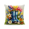 Amazon Cesta de Flores Estilo Pastoral Primavera e Verão Capa de Almofada Floral Almofada de Sofá Tulipa Capa de Almofada Curta de Pelúcia