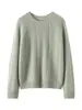 Suéter de cachemira para mujer, cuello redondo, tejido de ochos, manga larga, corte holgado, top adelgazante, jersey, capa base cálida, estilo casual