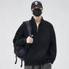 Sudadera de Color Sólido con Cremallera y Cuello Alto para Hombre 2026 Otoño e Invierno Marca Japonesa Retro Moderna Estilo Suelto Bf Sudadera para Pareja