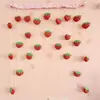 Cortina Decorativa Família Quente Morango Vermelho Divisória de Cortina Bloqueio Sem Furo Cortina de Quarto Banheiro Casa