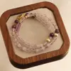 Pulsera de Amatista Natural para Mujer, Caja Mágica de Bambú Morado, Pulsera de Doble Capa, Piedra Preciosa de Cristal Morado, Pulsera de Gama Alta al por Mayor