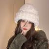 Gorro de otoño e invierno para mujer, color liso, de felpa, cálido, que estiliza la cara, pequeño, cortavientos, orejeras, estudiante, para montar, todo a juego, gorro de punto para hombre