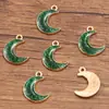 Polvo de Cebolleta DIY Joyería de Aleación Accesorios Pequeños Dorado KC Esmalte Goteo de Aceite Encanto Corazón de Amor Estrella de Cinco Puntas Luna Colgante con Brillo