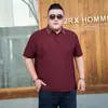 Tallas Grandes para Hombre Seda de Hielo Solapa Manga Corta Seda de Hielo Polo Manga Corta Holgado Transfronterizo Venta al por Mayor Versión Coreana Europeo y Americano
