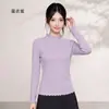 Camiseta base para mujer con cuello semi-alto y bajo con volantes, camiseta de manga larga, antiarrugas, nuevo top ajustado de otoño e invierno