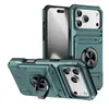 Adequado para Capa de Celular Apple 18Promax com Compartimento Secreto para Cartão, Modelo iPhone16 com Suporte de Anel Magnético para Carro