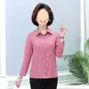 Camisa Floral da Mamãe, Camisa de Primavera e Outono, Camisa para Mulheres Idosas, Cardigã Casual de Algodão, Blusa Fina de Primavera e Verão