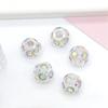 Acessórios de Joias DIY Bola de Flor de Strass 8/10/12mm Contas Espaçadoras de Strass Furo Grande Incrustadas com Diamantes Anel Soldado com Broca Bola de Diamante