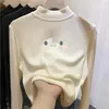 Camiseta interior versátil de forro polar para niños, estilo otoño e invierno, camiseta para niñas, cuello semi-alto, para niños mayores, capa interior cálida, top de manga larga