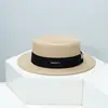 Sombrero de Mujer de Estilo Nuevo de PP de Taiwán para Primavera y Verano, Sombrero Británico de Ala Ancha para Proteger del Sol para Salidas y Playa, Sombrero para Adelgazar el Rostro