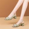 Desocupado All-match Chic Heel Fashionable Hollow Fish-mouth Sandálias Femininas 2025 Verão Novas Sandálias de Fivela de Salto Médio