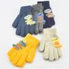 Luvas quentes para crianças Luvas de lã de cinco dedos engrossadas para bebês Luvas de inverno para fornecimento transfronteiriço Desenho animado dinossauro