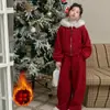 Conjunto de Abrigo Rojo para Niñas, Forrado de Felpa y Engrosado, Nuevo Modelo Otoño e Invierno 2026, Atuendo de Año Nuevo para Niñas Mayores, Ropa del Año del Zodiaco