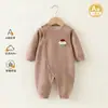 Mono de bebé para otoño e invierno, ropa para recién nacidos estilo primavera y otoño, capa interior engrosada, traje de gateo cálido, ropa exterior para bebé