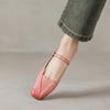 Zapatos Mary Jane Rosas Suaves Nuevos para Viajeros Cabeza Cuadrada Pequeña Tacón Bajo Grueso Hebilla de Un Zapato Zapatos de Piel de Vacuno de Primera Capa