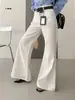 Pantalones Acampanados Casuales de Cintura Alta Estilo Retro Americano, Ajustados, con Caída Elegante y Diseño Largo Hasta el Suelo