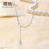 Collar de Plata de Ley S925 Xi Gu D0639 Personalizado Simple Zirconia Sonrisa Estrella Borla Estilo Ins Lujo Ligero Cadena Clavícula