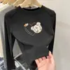 Blusa infantil de fleece dupla face com estampa de desenho animado outono/inverno, camiseta de manga longa para meninas, gola redonda, estilo novo