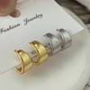Pendientes minimalistas grandes y brillantes con borde cruzado de plata de ley s925, pendientes con hebilla de oreja de estilo moderno, pendientes de oro para mujer