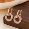 Pendientes de Moda de Lujo Ligero Estilo Retro de Hong Kong Europeos y Americanos, Diseño de Nicho, Pendientes de Aro Redondos Sencillos Microincrustados con Circonita