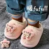 Chinelos de Algodão de Inverno para Crianças Meninos e Meninas, Quentinhos com Lã, Roupa de Casa Pai-Filho, Sensação Macia, Sapatos Fechados de Algodão para Bebês e Crianças Pequenas