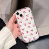 Estación Norteamericana Lista Hoja Verde Creativa Cereza Funda para Teléfono Iphone15 Apple 16Promax para Niñas Anticaída Suave