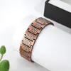 Artículo Popular Transfronterizo: Pulsera Magnética Antigua de Cobre Rojo de Tres Filas para Hombres, Pulsera Magnética Ancha con Escudo Cuadrado en Relieve