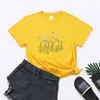 Camiseta de Manga Corta con Estampado de Montañas para Mujer, Camiseta Casual para Mujer Estilo Europeo Americano, para Acampar y Picnic