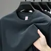 Camiseta Sem Marca Casual Algodão Amônia Líquida Masculina 5A Antibacteriana Gola Redonda Manga Curta Camiseta Básica Cor Sólida Camiseta de Verão para Publicidade