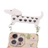 Pingente Fofo de Cachorro Dachshund de Couro Desenho Animado Filhote Pingente de Celular Fivela Dupla Coração Feminino Chaveiro de Bolsa