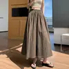 Calça Pantalona de Algodão e Linho com Seda Gelada Estilo Old Money para Mulheres, Caimento Solto, Emagrecedora, Fluida, Calça Cropped Reta Casual