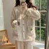 Novas Roupas de Casa para Mulheres Outono e Inverno, Roupas de Casa de Pelúcia Jacquard para Mulheres, Pijamas de Veludo Coral Outono e Inverno Que Podem Ser Usados Fora, Conjuntos Cardigan