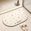 Alfombrilla de baño absorbente con lunares de arcoíris, de tierra de diatomeas, para el hogar, baño, puerta de inodoro, secado rápido, antideslizante
