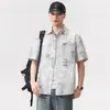 Ropa de Hombre Fengshe / Camisa de Manga Corta para Hombre Verano Seda de Hielo Delgada 2026 Nueva Corte Holgado Tie-Dye Camisa Casual