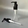 Botella de plástico transparente PET cuadrada de 60 ml con 24 dientes, tipo press, para aceite esencial, botella de bomba de loción portátil, botella para aceite desmaquillante