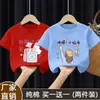 Camiseta Manga Curta para Meninas 2025 Novas Blusas de Algodão Puro para Crianças de Tamanho Médio e Grande Meninas Verão Soltas Gola Redonda Camisetas Básicas