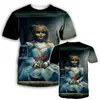 Camiseta Informal de Manga Corta con Estampado de Calavera Sangrante 3D, Nueva Moda Transfronteriza para Hombre, Pulóver, Venta Directa de Fábrica